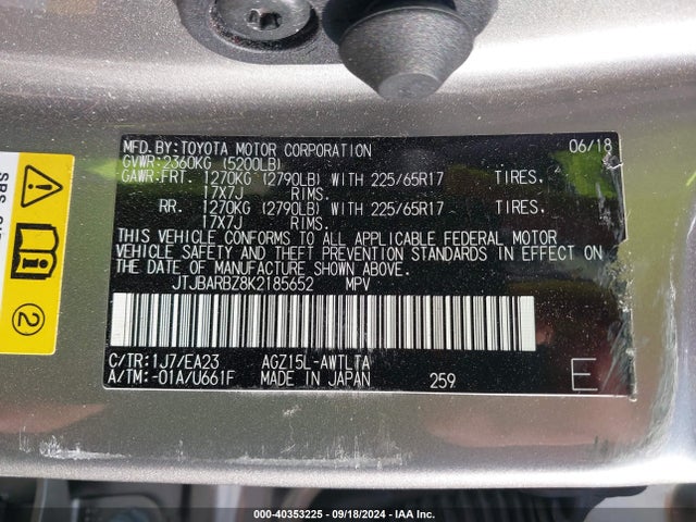 JTJBARBZ8K2185652 Lexus NX 300