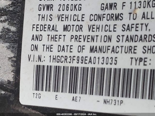 1HGCR3F99EA013035 Honda Accord Touring