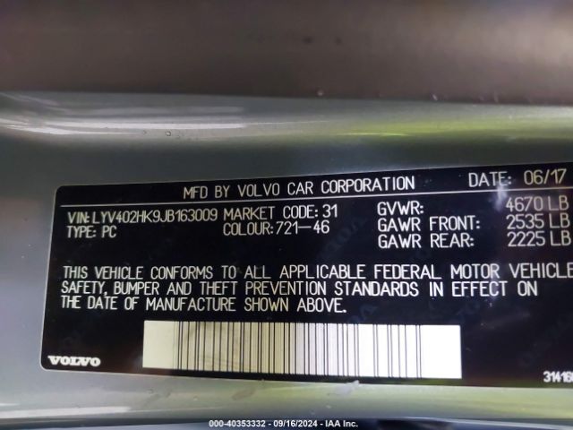 LYV402HK9JB163009 Volvo S60 Inscription T5