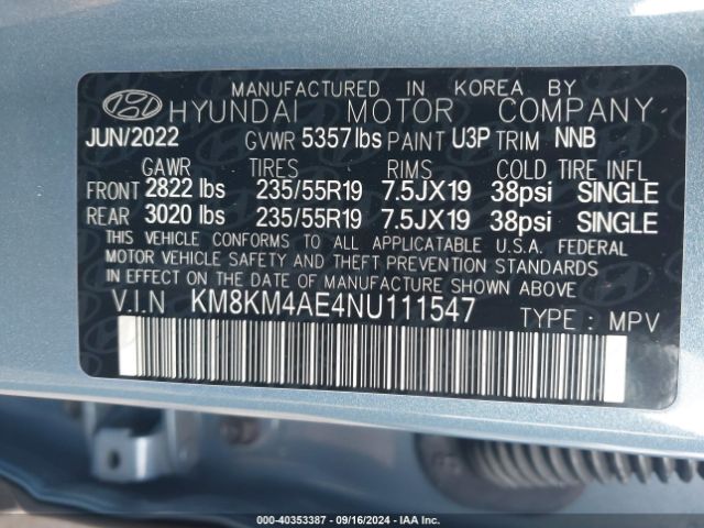 KM8KM4AE4NU111547 Hyundai IONIQ 5 SE