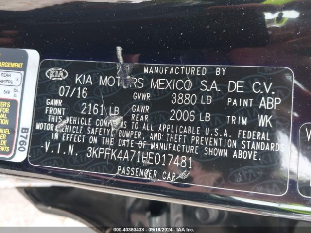 3KPFK4A71HE017481 KIA FORTE LX
