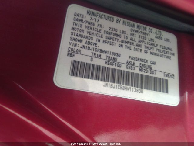 JN1BJ1CR8HW113938 Nissan Rogue Sport Sv