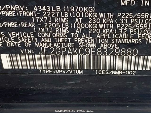 JF2GPAKC9E8329880 Subaru Xv Crosstrek 2.0i Limited