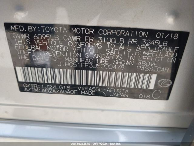 JTHC51FF3J5000478 Lexus Ls 500