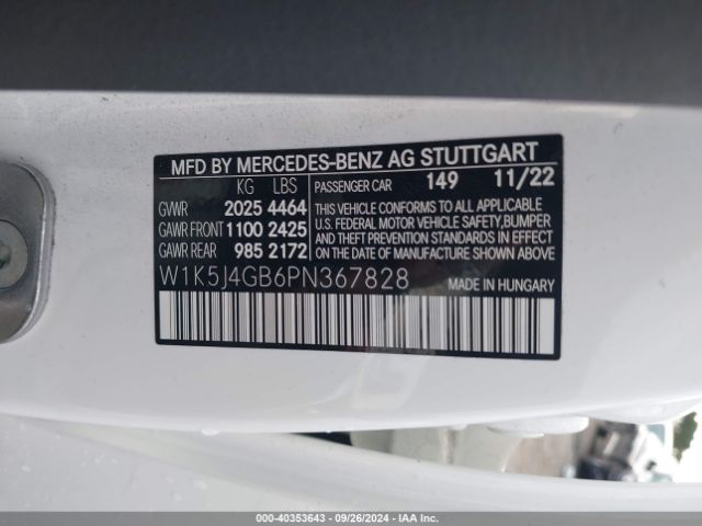 W1K5J4GB6PN367828 Mercedes-Benz Cla 250 Coupe