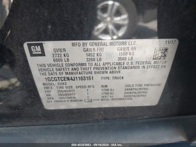 1GCGTCEN4J1163161 Chevrolet Colorado Lt