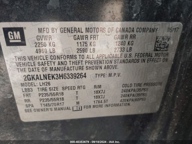 2GKALNEK3H6339264 GMC Terrain Sle-2