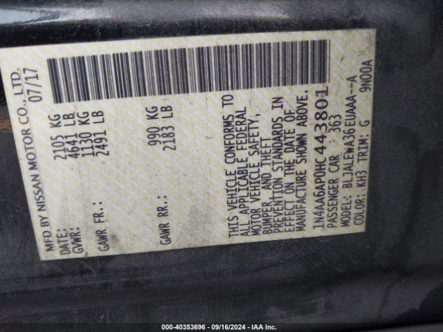 1N4AA6AP0HC443801 Nissan Maxima 3.5 Sl