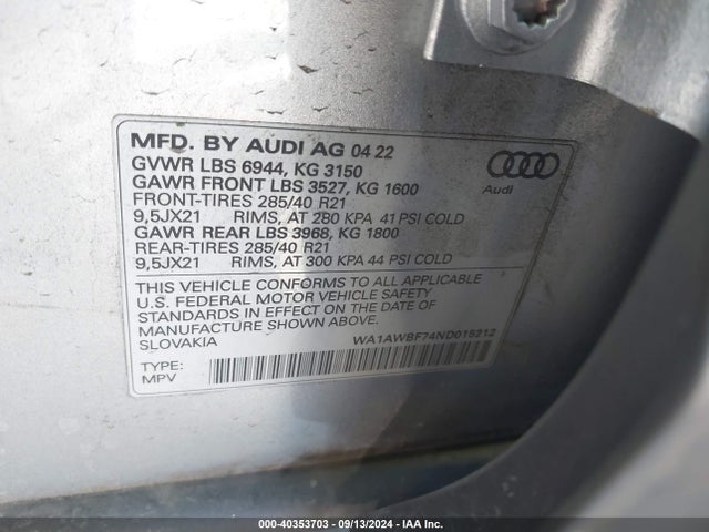 2022 AUDI SQ7 WA1AWBF74ND015212 Photo 8