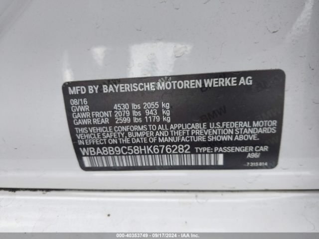 2017 BMW 330I WBA8B9C58HK676282 Photo 8