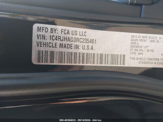 1C4RJHAG0RC235461 Jeep Grand Cherokee Altitude X 4x4