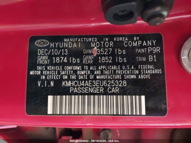 KMHCU4AE3EU625328 Hyundai ACCENT GLS