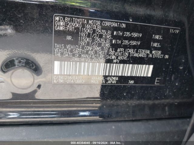 JTMA1RFV0LJ027951 Toyota Rav4 Xle Premium