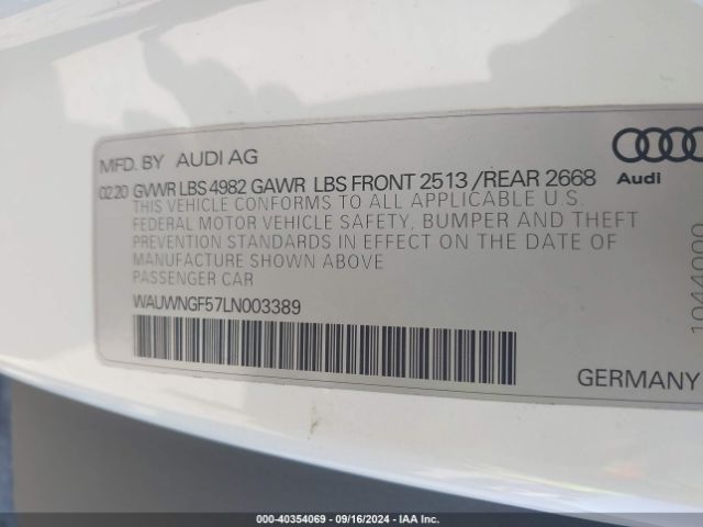 2020 AUDI A5 CABRIOLET WAUWNGF57LN003389 Photo 8