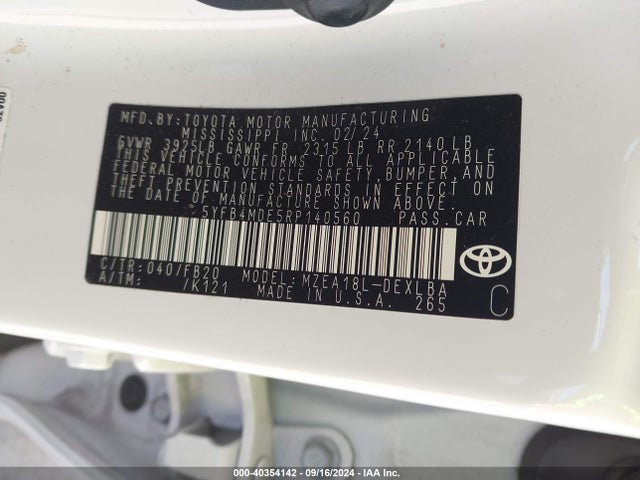 Toyota COROLLA LE 2024 5YFB4MDE5RP140560 Image 9