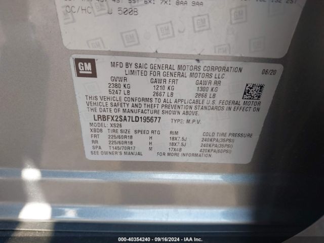 LRBFX2SA7LD195677 Buick Envision Awd Essence
