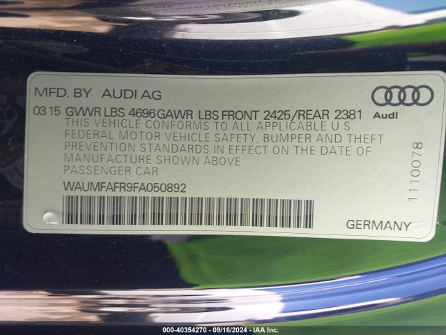 WAUMFAFR9FA050892 Audi A5 2.0t Premium