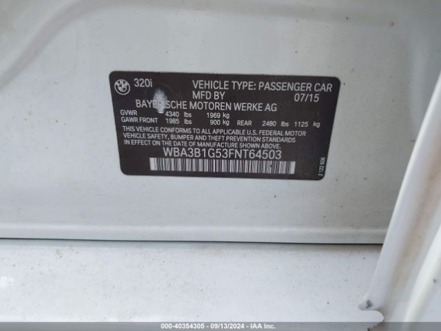 WBA3B1G53FNT64503 BMW 320i