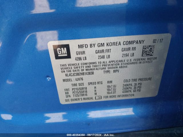 KL4CJCSB2HB143830 Buick Encore Essence