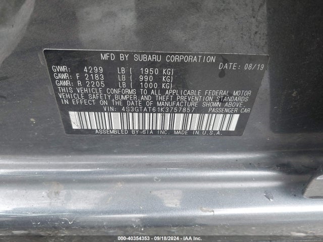 4S3GTAT61K3757857 Subaru Impreza 2.0i Limited