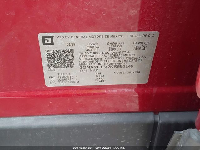 3GNAXUEV2KS590149 Chevrolet EQUINOX LT