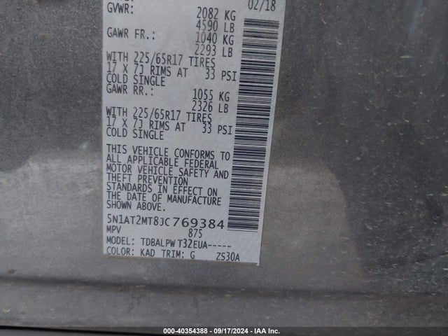 Nissan ROGUE S 2018 5N1AT2MT8JC769384 Image 9