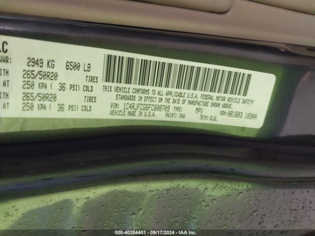 1C4RJFCG6FC608709 Jeep Grand Cherokee Overland