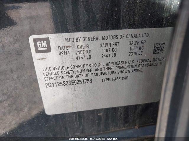 Chevrolet Impala 2lt 2014 2G1125S33E9257758 Image 9