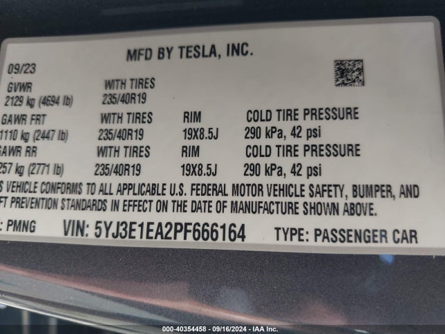 2023 TESLA MODEL 3 5YJ3E1EA2PF666164 Photo 8