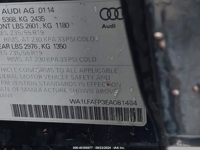 WA1LFAFP3EA081464 Audi Q5 2.0t Premium
