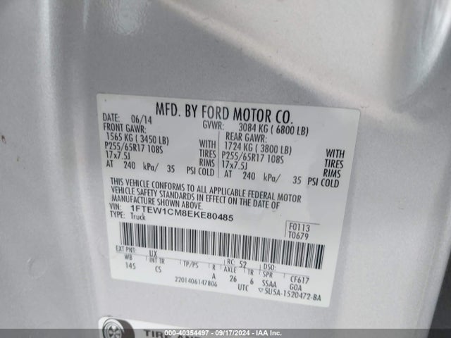 Ford F-150 Xl 2014 1FTEW1CM8EKE80485 Image 9