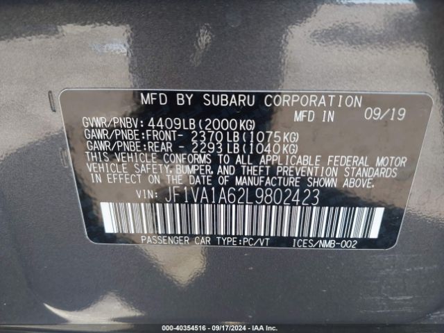 JF1VA1A62L9802423 Subaru WRX