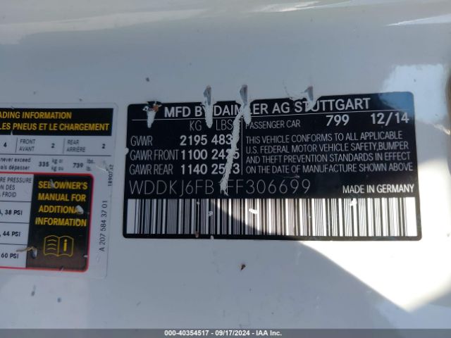 WDDKJ6FB1FF306699 Mercedes-Benz E 400