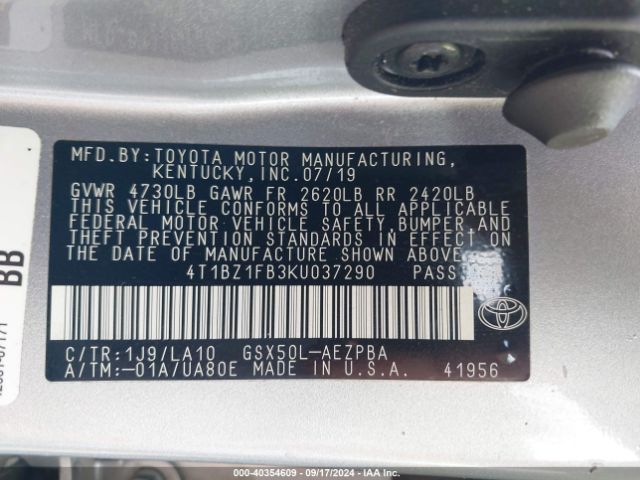4T1BZ1FB3KU037290 Toyota AVALON LIMITED