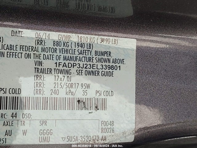 Ford Focus Titanium 2014 1FADP3J23EL339801 Image 9