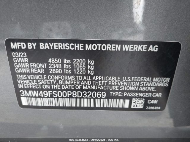3MW49FS00P8D32069 BMW 3 Series M340i