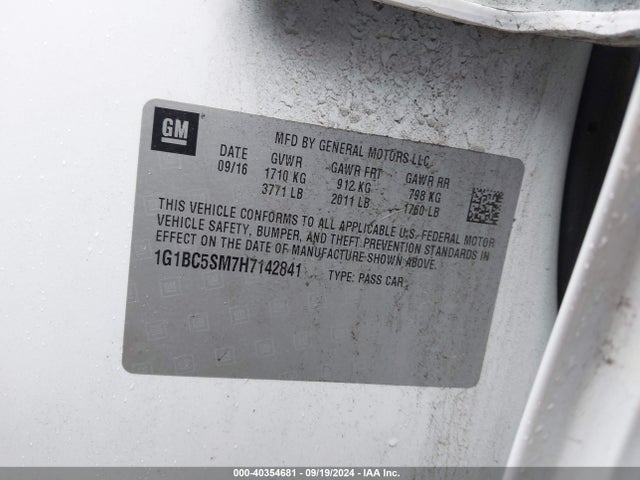 1G1BC5SM7H7142841 Chevrolet Cruze Ls Auto