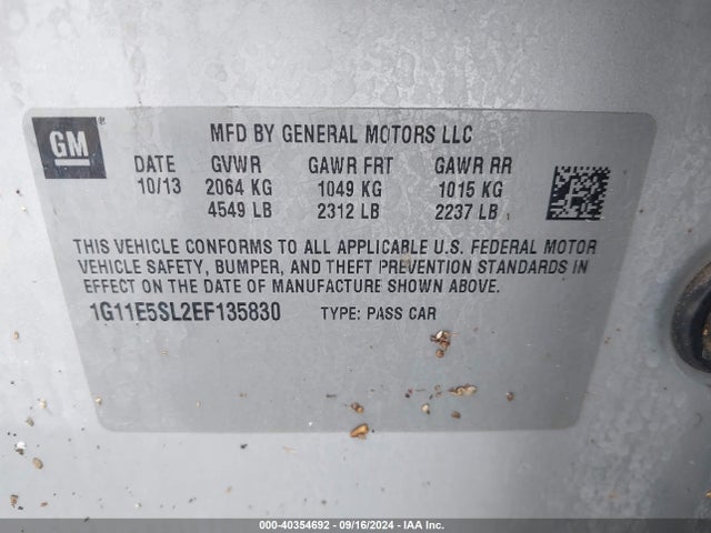 Chevrolet MALIBU 2LT 2014 1G11E5SL2EF135830 Image 9