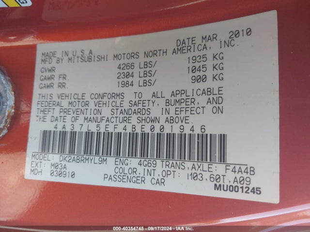 2011 MITSUBISHI ECLIPSE SPYDER 4A37L5EF4BE001946 Photo 8