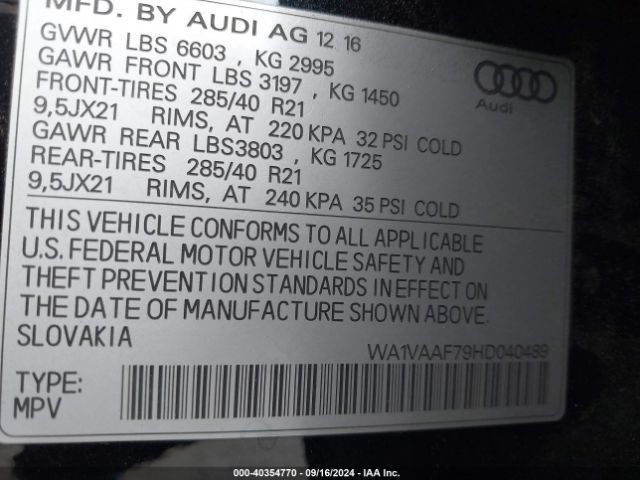WA1VAAF79HD040489 Audi Q7 3.0t Premium