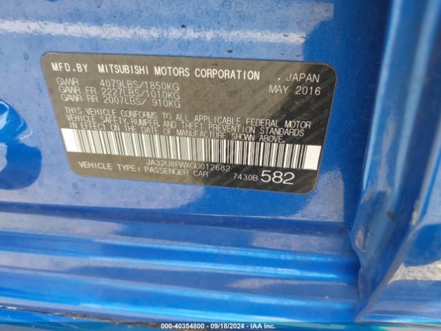 JA32U8FWXGU012682 Mitsubishi LANCER GT