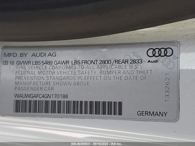WAUWGAFC4GN170188 Audi A7 3.0t Premium Plus
