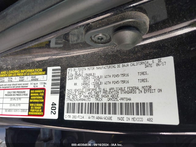 Toyota Tacoma Sr5 V6 2017 3TMAZ5CN1HM046153 Image 9