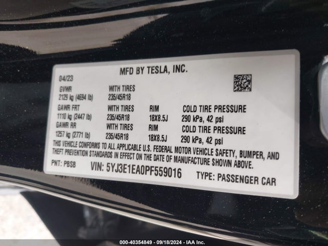 2023 TESLA MODEL 3 5YJ3E1EA0PF559016 Photo 8
