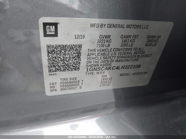 Chevrolet Tahoe 2wd Ls 2020 1GNSCAKC4LR222108 Image 9
