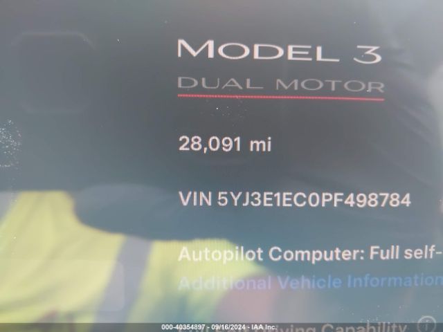 5YJ3E1EC0PF498784 Tesla Model 3 Performance Dual Motor All-wheel Drive
