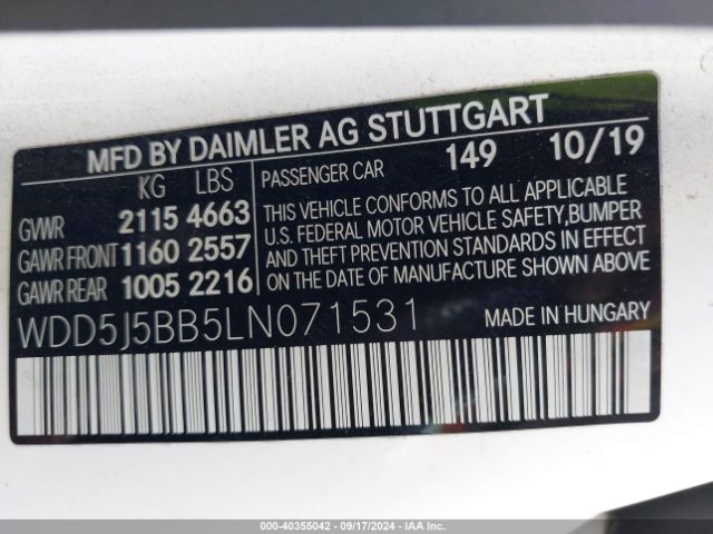 WDD5J5BB5LN071531 Mercedes-Benz Amg Cla 35 4matic