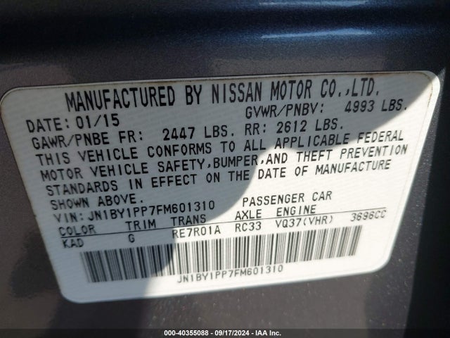 JN1BY1PP7FM601310 Infiniti Q70l 3.7