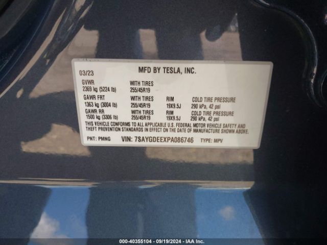7SAYGDEEXPA086746 Tesla Model Y