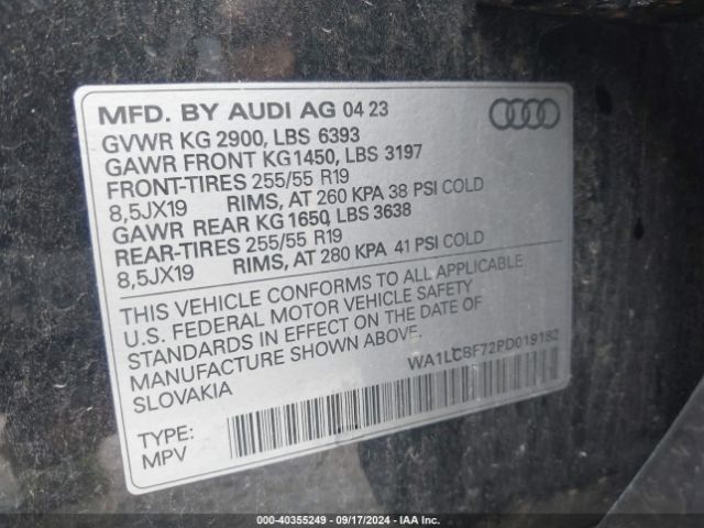 WA1LCBF72PD019182 Audi Q7 Premium Plus 45 Tfsi Quattro Tiptronic